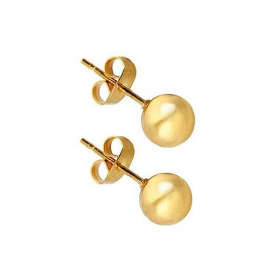 Round Ball Golden Stainless Steel Stud Earrings 3|5|8mm