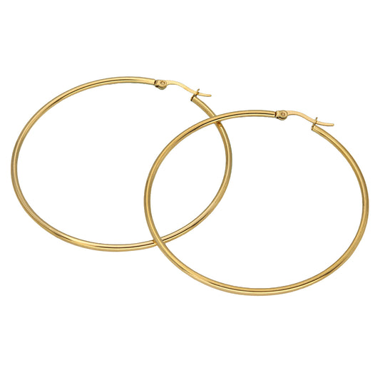 Round Golden Stainless Steel Hoop Earrings 10|20|30|40|50|60|70mm
