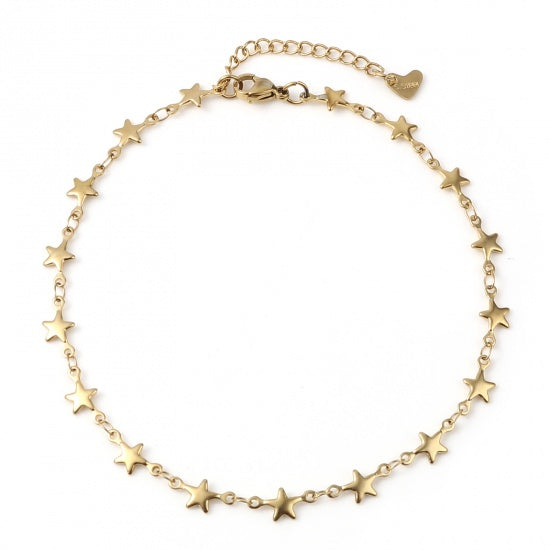 Stars Chain Golden Stainless Steel Anklet