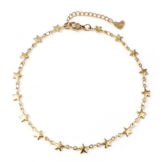 Stars Chain Golden Stainless Steel Anklet