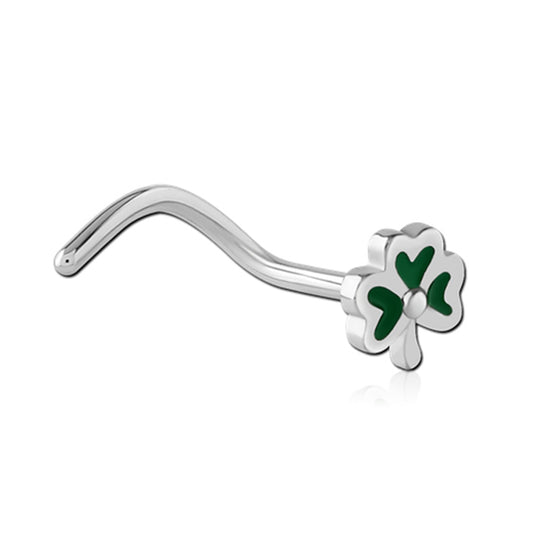 Shamrock Silver Stainless Steel Curved Screw Nose Stud
