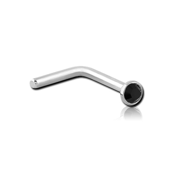 CZ Silver Stainless Steel L Bend Nose Stud 0.8mm/20g