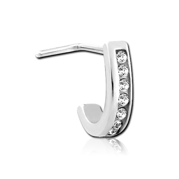 Clear CZ Silver Stainless Steel Nose Crawler