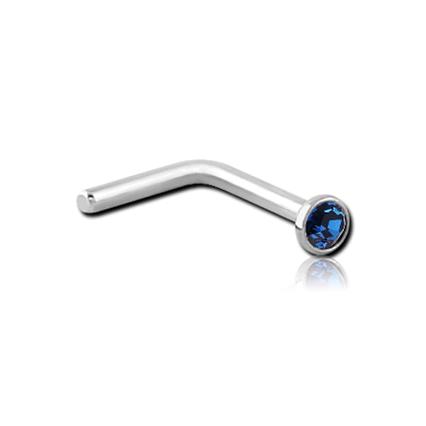 CZ Silver Stainless Steel L Bend Nose Stud 0.8mm/20g