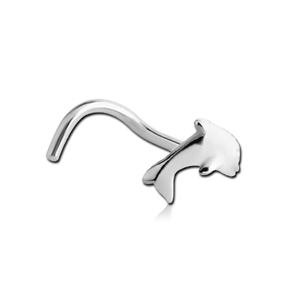Dolphin Silver Stainless Steel Curved Screw Nose Stud