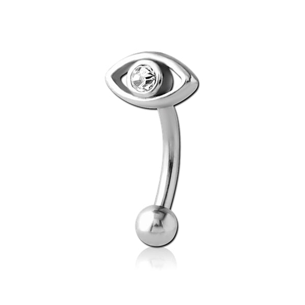 Eye Clear CZ Silver Stainless Steel Micro Curved Barbell