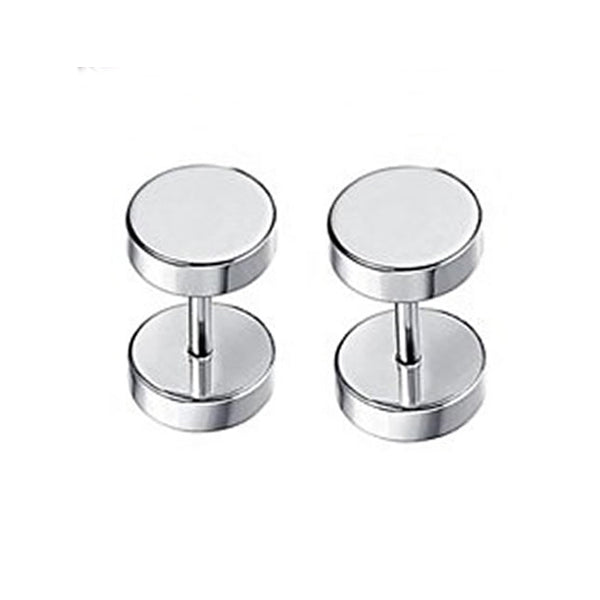 Round Silver Stainless Steel Fake Ear Plugs 5|8|10mm