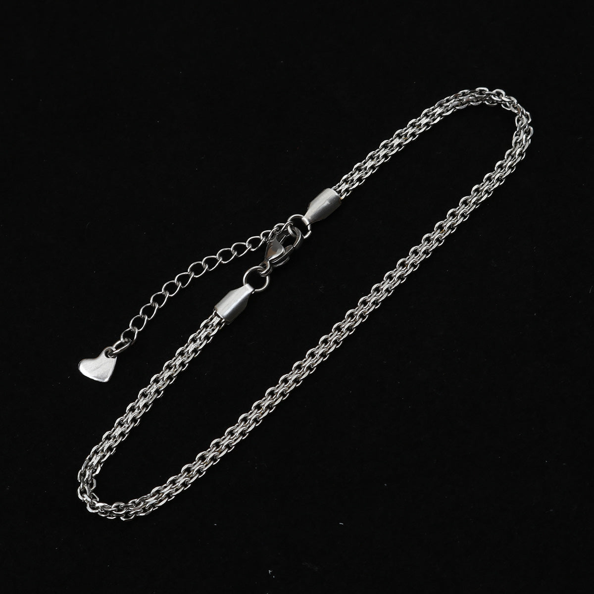 Flat Rope Chain Silver Stainless Steel Anklet