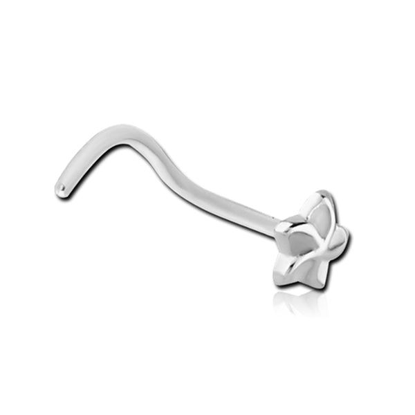 Flower Silver Stainless Steel Curved Screw Nose Stud