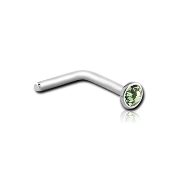 CZ Silver Stainless Steel L Bend Nose Stud 0.8mm/20g