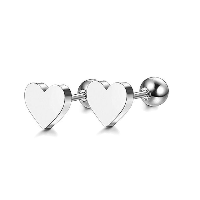 Heart Stainless Steel Stud Earrings 8mm