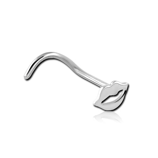 Lips Silver Stainless Steel Curved Screw Nose Stud