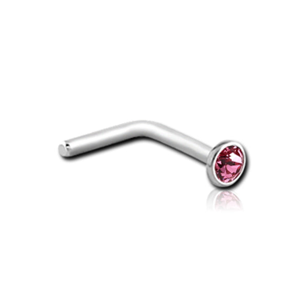 CZ Silver Stainless Steel L Bend Nose Stud 0.8mm/20g