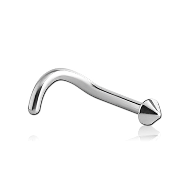 Pointed Cone Silver Stainless Steel Curved Screw Nose Stud