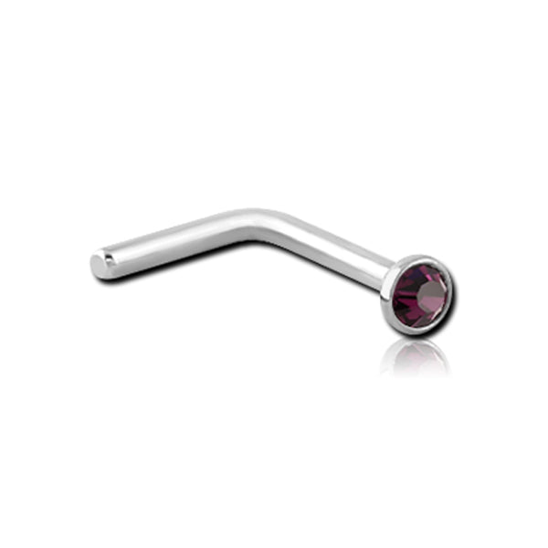 CZ Silver Stainless Steel L Bend Nose Stud 0.8mm/20g