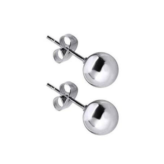 Round Ball Silver Stainless Steel Stud Earrings 3|4|5|8mm