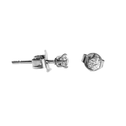 Round Clear CZ Silver Stainless Steel Stud Earrings 3|5|8mm