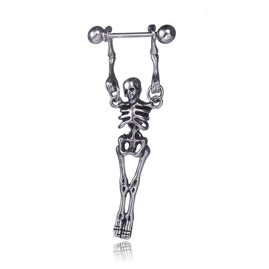 Skeleton Silver Stainless Steel Dangle Earring