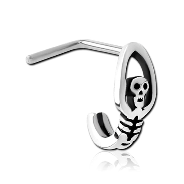 Skeleton Silver Stainless Steel Nose Crawler
