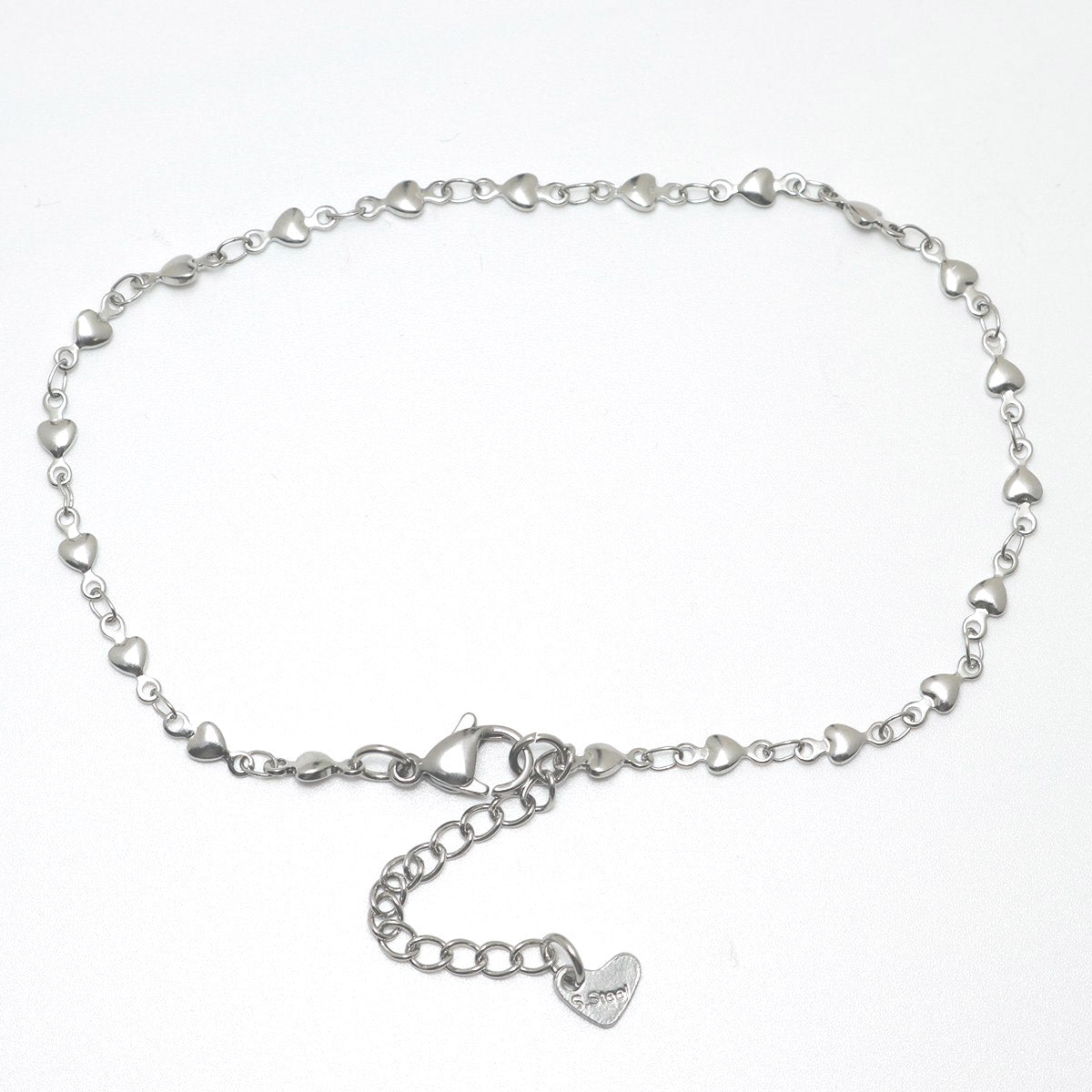 Small Hearts Chain Silver Stainless Steel Anklet