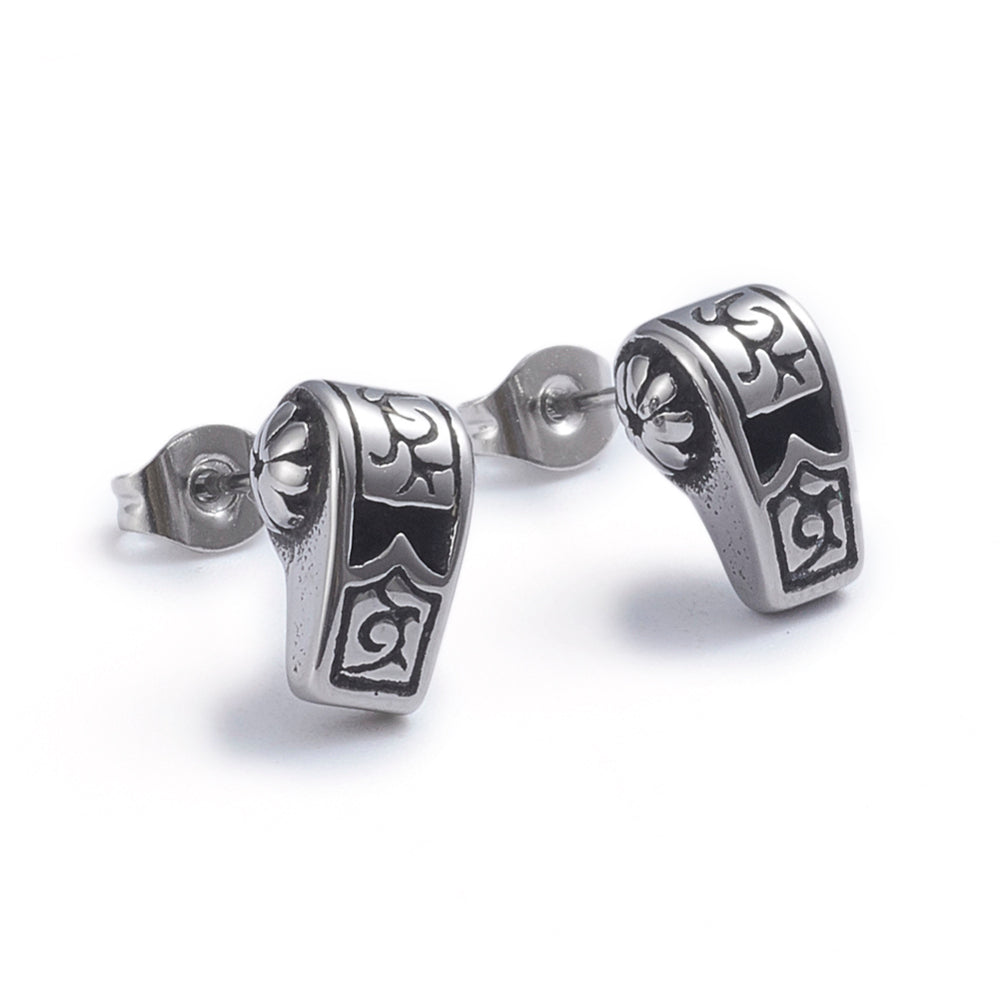 Whistle Silver Stainless Steel Stud Earrings