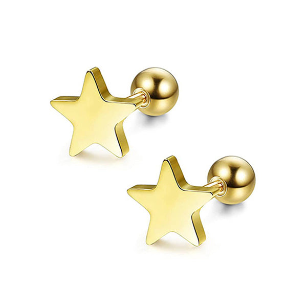 Star Small Golden Stainless Steel Ear Studs