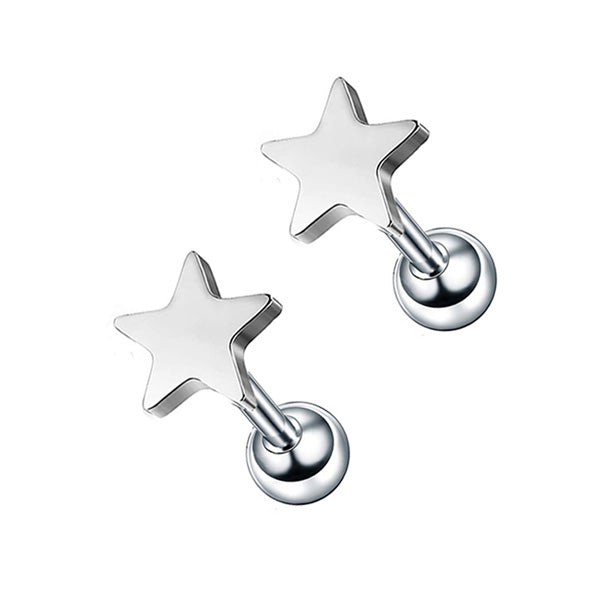 Star Small Silver Stainless Steel Ear Studs