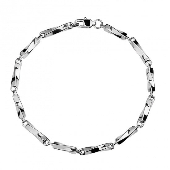 Twisted Bars Silver Stainless Steel Anklet