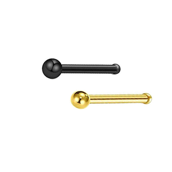 2 Ball Stainless Steel Straight Nose Bone Studs 0.8mm/20g