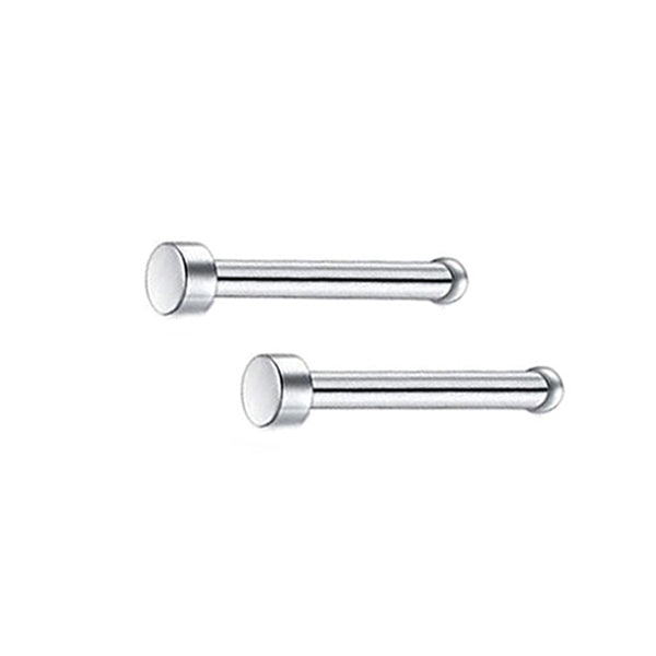 2 Flat Circle Stainless Steel Straight Nose Bone Studs 0.8mm/20g