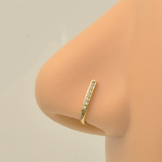7 Clear CZ Golden Stainless Steel Fake Nose Clip