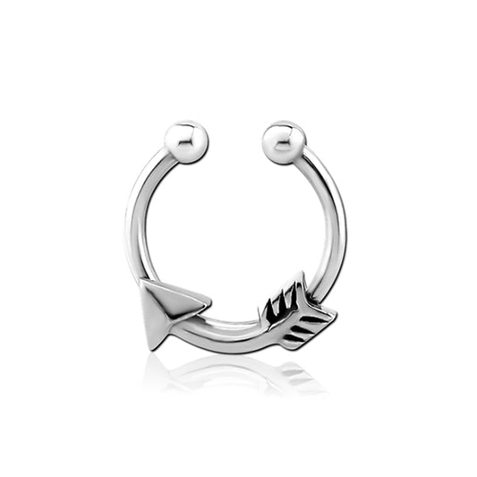 Arrow Silver Stainless Steel Fake Septum Nose Ring