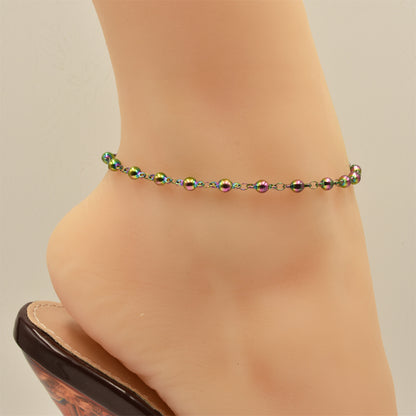 Ball Chain Rainbow Stainless Steel Anklet