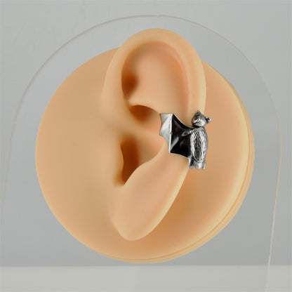 Bat Silver Stainless Steel Ear Cuff