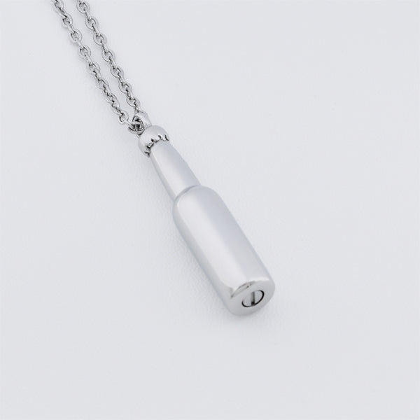 Beer Bottle Silver Stainless Steel Cremation Ashes Necklace