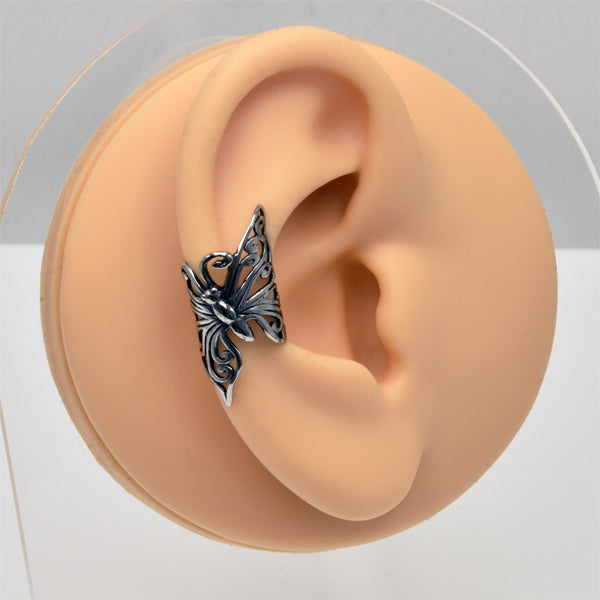 Butterfly Silver Stainless Steel Ear Cuff