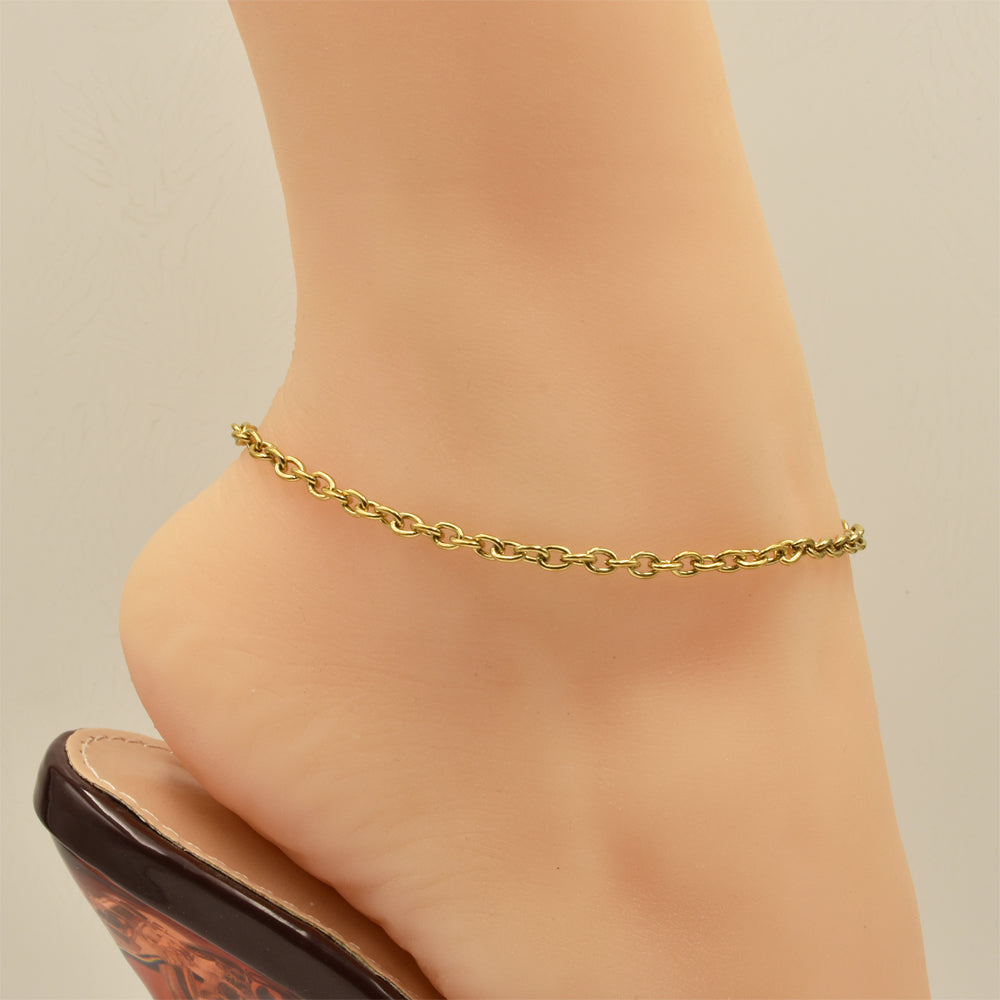 Cable Chain Golden Stainless Steel Anklet