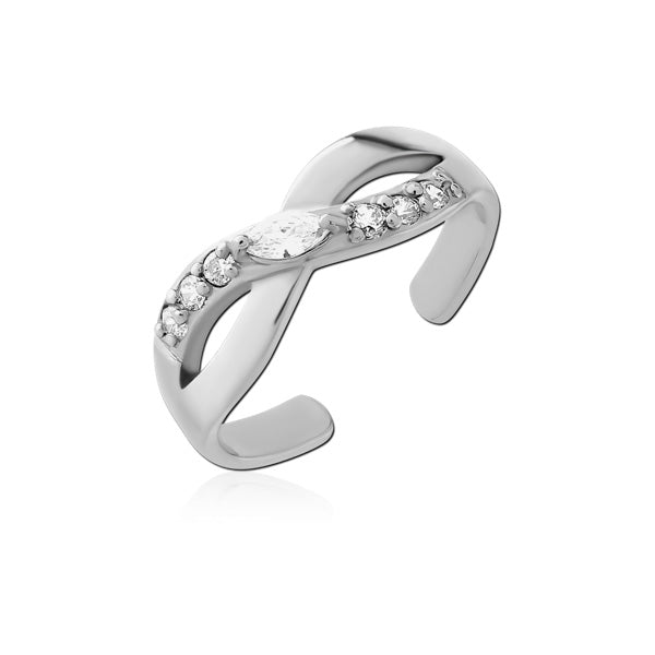Clear CZ Silver Stainless Steel Toe Ring