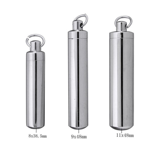 Cylinder Silver Stainless Steel Cremation Ashes Necklace