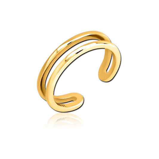 Double Lines Golden Stainless Steel Toe Ring