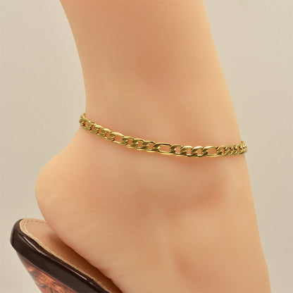 Figaro Chain Golden Stainless Steel Anklet