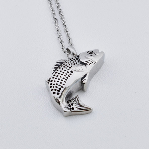 Fish Silver Stainless Steel Cremation Ashes Necklace