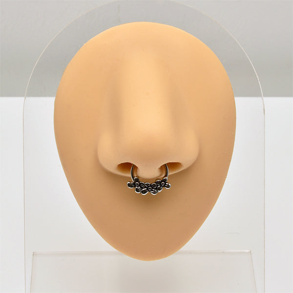 Flowers Silver Stainless Steel Fake Septum Nose Ring