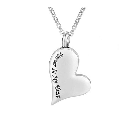 Forever In My Heart Silver Stainless Steel Cremation Ashes Necklace
