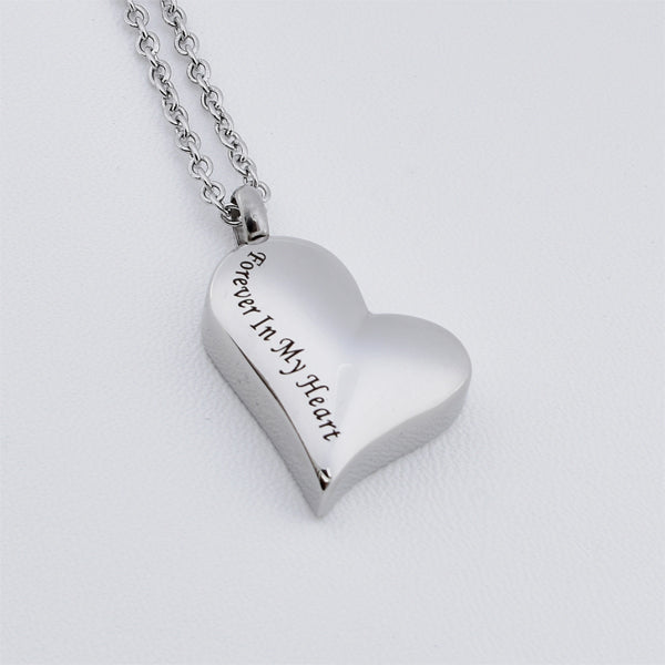 Forever In My Heart Silver Stainless Steel Cremation Ashes Necklace