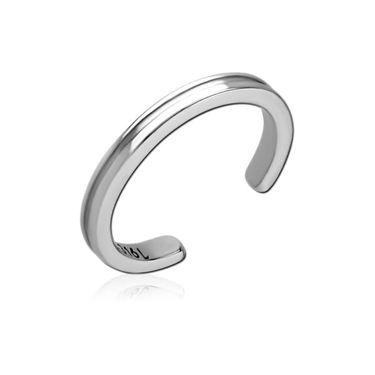 Grooved Silver Stainless Steel Toe Ring