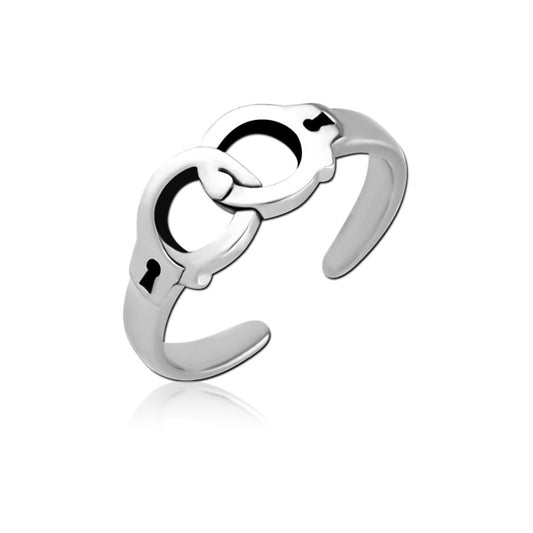 Handcuffs Silver Stainless Steel Toe Ring