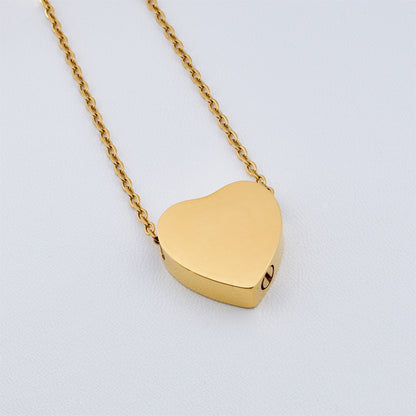 Heart Golden Stainless Steel Cremation Ashes Necklace
