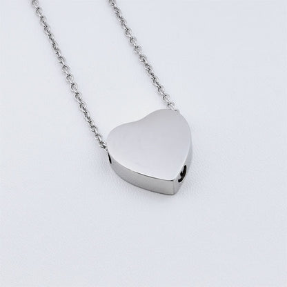 Heart Silver Stainless Steel Cremation Ashes Necklace