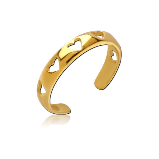 Hollow Hearts Golden Stainless Steel Toe Ring